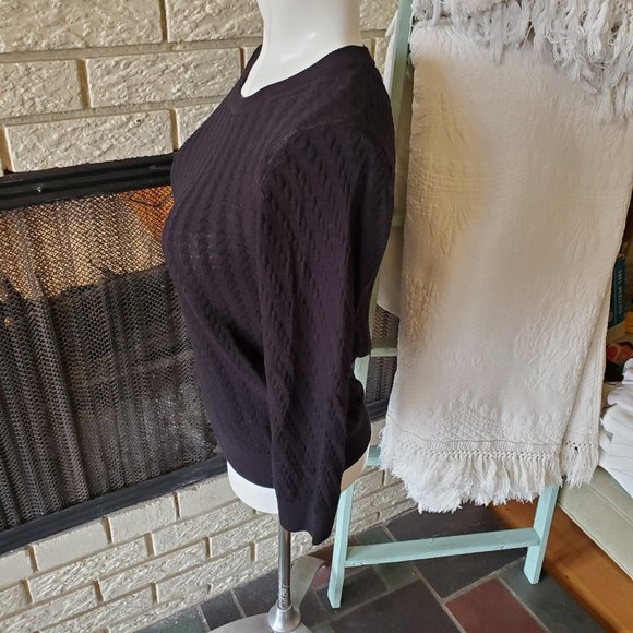 Margaret O'Leary black Textured Knit Cotton Sweater S - Picture 4 of 7